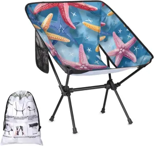 Honeybaby Folding Camping Chair Cute Starfishes Camping Chairs Lightweight Portable Chair Outdoor Foldable Chairs for Camping Travel Picnic Beach Hiking