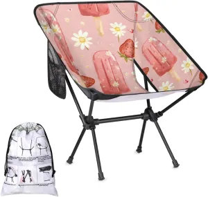 Honeybaby Folding Camping Chair Daisy Ice Cream Camping Chairs Lightweight Portable Chair Outdoor Foldable Chairs for Camping Travel Picnic Beach Hiking