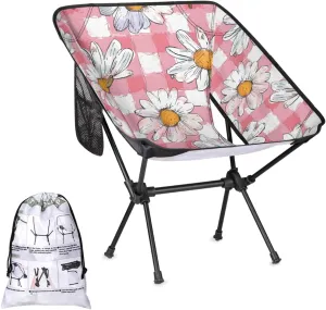 Honeybaby Folding Camping Chair Daisy Plaids Camping Chairs Lightweight Portable Chair Outdoor Foldable Chairs for Camping Travel Picnic Beach Hiking