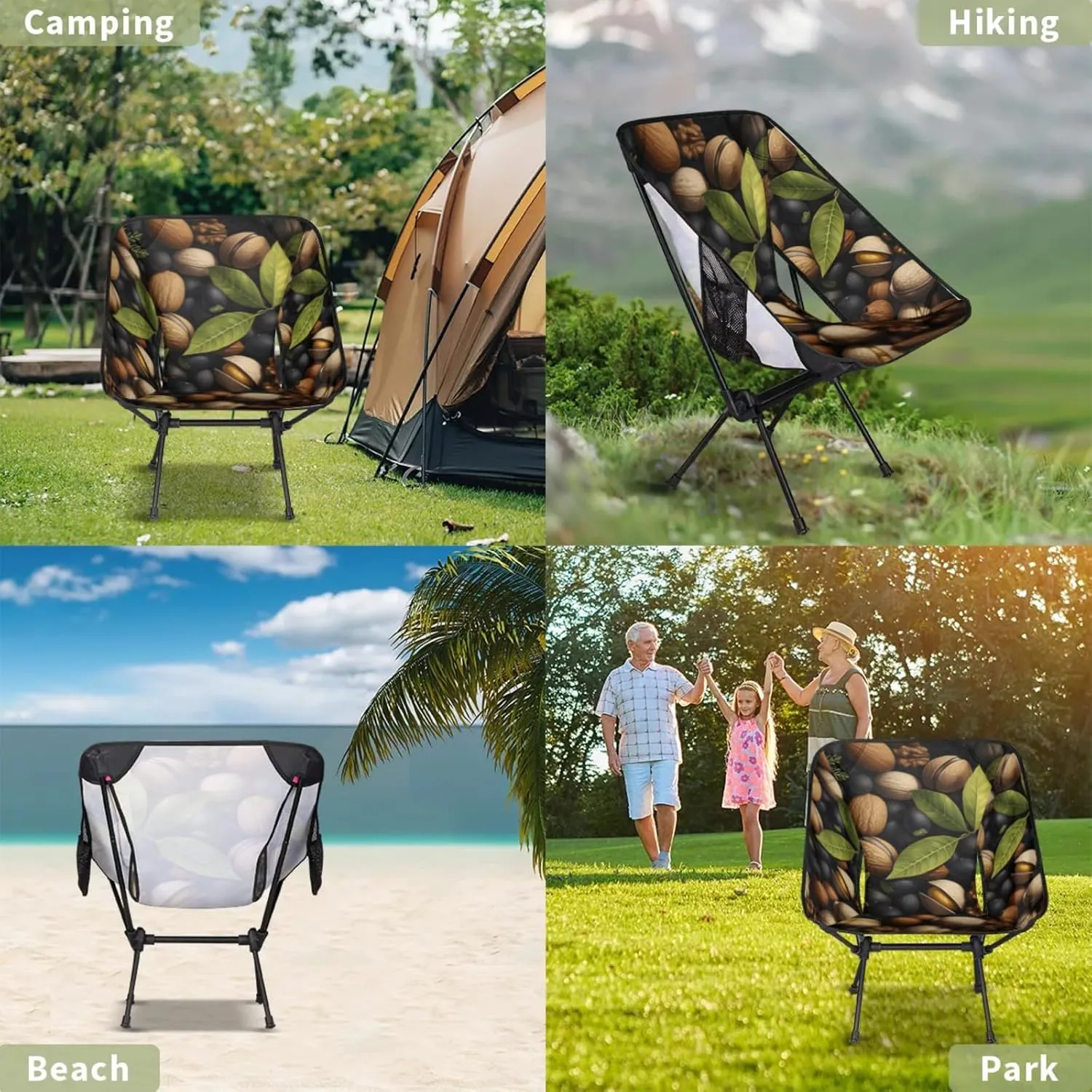Honeybaby Folding Camping Chair Nut Fruit Camping Chairs Lightweight Portable Chair Outdoor Foldable Chairs for Camping Travel Picnic Beach Hiking