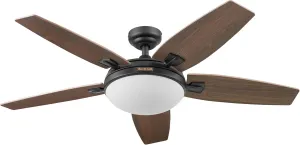 Honeywell Ceiling Fans Carmel Modern 48 Inch Ceiling Fan with Light, Remote Control Fan, LED Indoor Fan with 5 Blades, Gray Ironwood and Brown Maple Blade Finish Options, Bronze (50197-01)