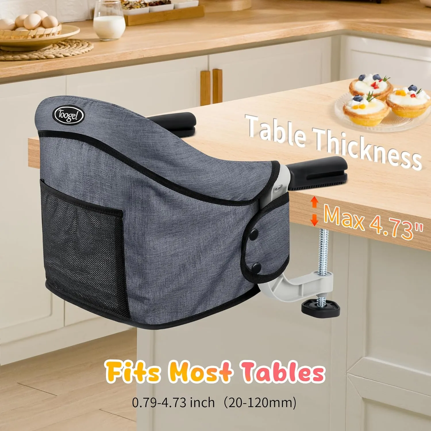 Hook on High Chair: High Chair for Babies and Toddlers 6-36 Months, Portable and Foldable High Chair for Home and Travel, Baby Feeding Chair, Setup in Seconds - Includes Carry Bag (Grey)