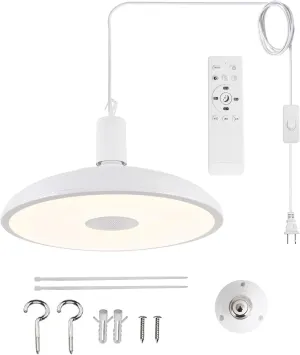 HOREVO Upgrade Plug in Pendant Light with Bluetooth Speaker & Color Changing LED, Remote Control, 18W Ceiling Light Hanging Fixture for Kitchen Island, Bedroom, Living Room, Patio, Farmhouse