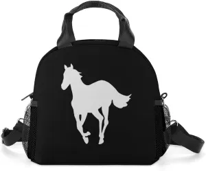 Horse-White Pony Lunch Bag Women Insulated Cooler Bag Reusable Crossbody Lunch Tote Bag