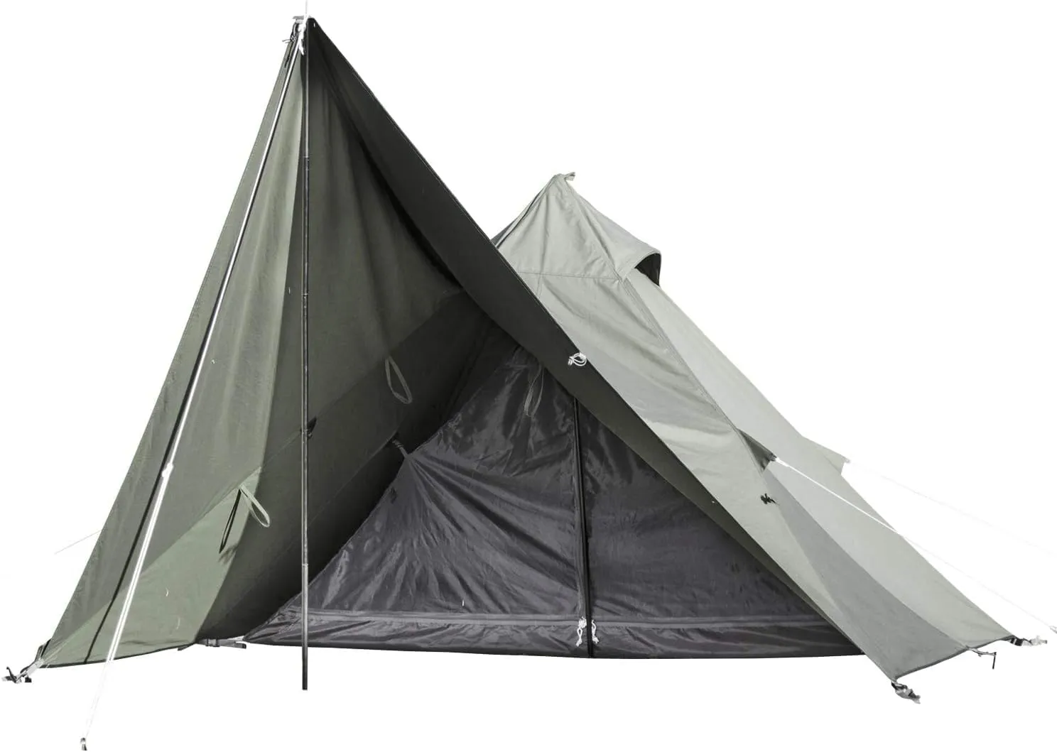 Hot Canvas Teepee Tent - Single Person, 4 Season, Military with Snow Skirt - Bushcraft Camping Hunting Fishing, solo, Green