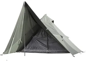 Hot Canvas Teepee Tent - Single Person, 4 Season, Military with Snow Skirt - Bushcraft Camping Hunting Fishing, solo, Green