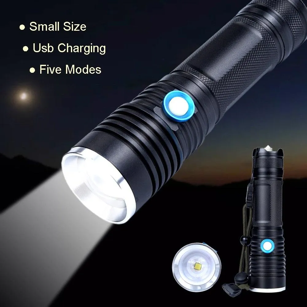 Hot Tactical Military LED Flashlight Torch 5-Mode For 18650/2665 Travel Black Fishing Camping Accessories Hiking #3O04