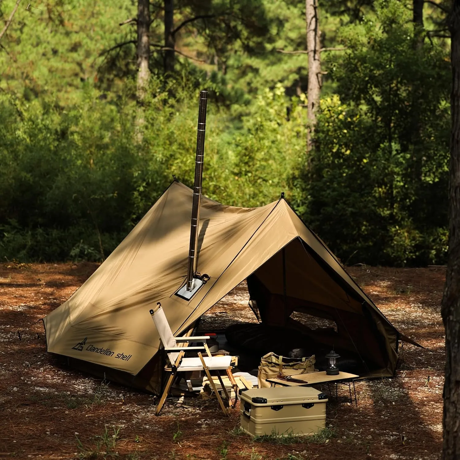 Hot Tent with Stove Jack – 4 Season Waterproof & Windproof Shelter for 1–4 People, Lightweight for Camping, Hiking, Hunting & Fishing