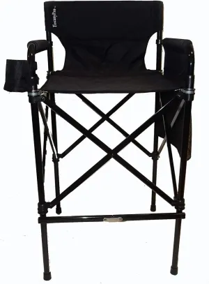 Houdini Tall Director Chair - Quad Style, Super Compact Telescopic Folding Design with Jet Black, Anodized Aluminum Frame - Your Name/Logo Imprinted - 31" Seat Height - Carry Bag Included