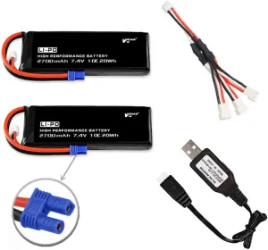 Hubsan 7.4V 2700mAh Li-po Battery Pack for H501S, H501A, H501C RC Drones - USB Charging Cable Included