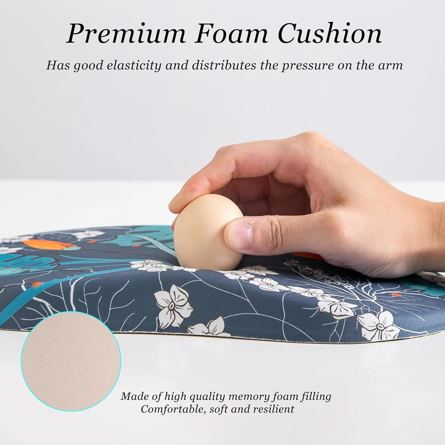 hueilm Ergonomic Mouse Pad Wrist Support,Pain Relief Mouse Pad with Wrist Rest,Entire Memory Foam Mouse Pad with Non-Slip PU Base,Comfortable Mousepad Perfect for Office & Home, 1PCS（Green Leaf）