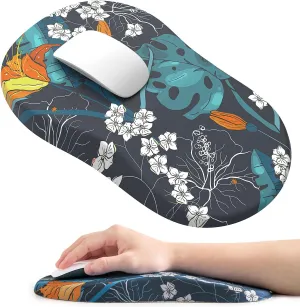 hueilm Ergonomic Mouse Pad Wrist Support,Pain Relief Mouse Pad with Wrist Rest,Entire Memory Foam Mouse Pad with Non-Slip PU Base,Comfortable Mousepad Perfect for Office & Home, 1PCS（Green Leaf）