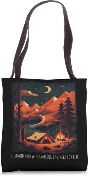 Husband And Wife Camping Partners For Life retro Tote Bag