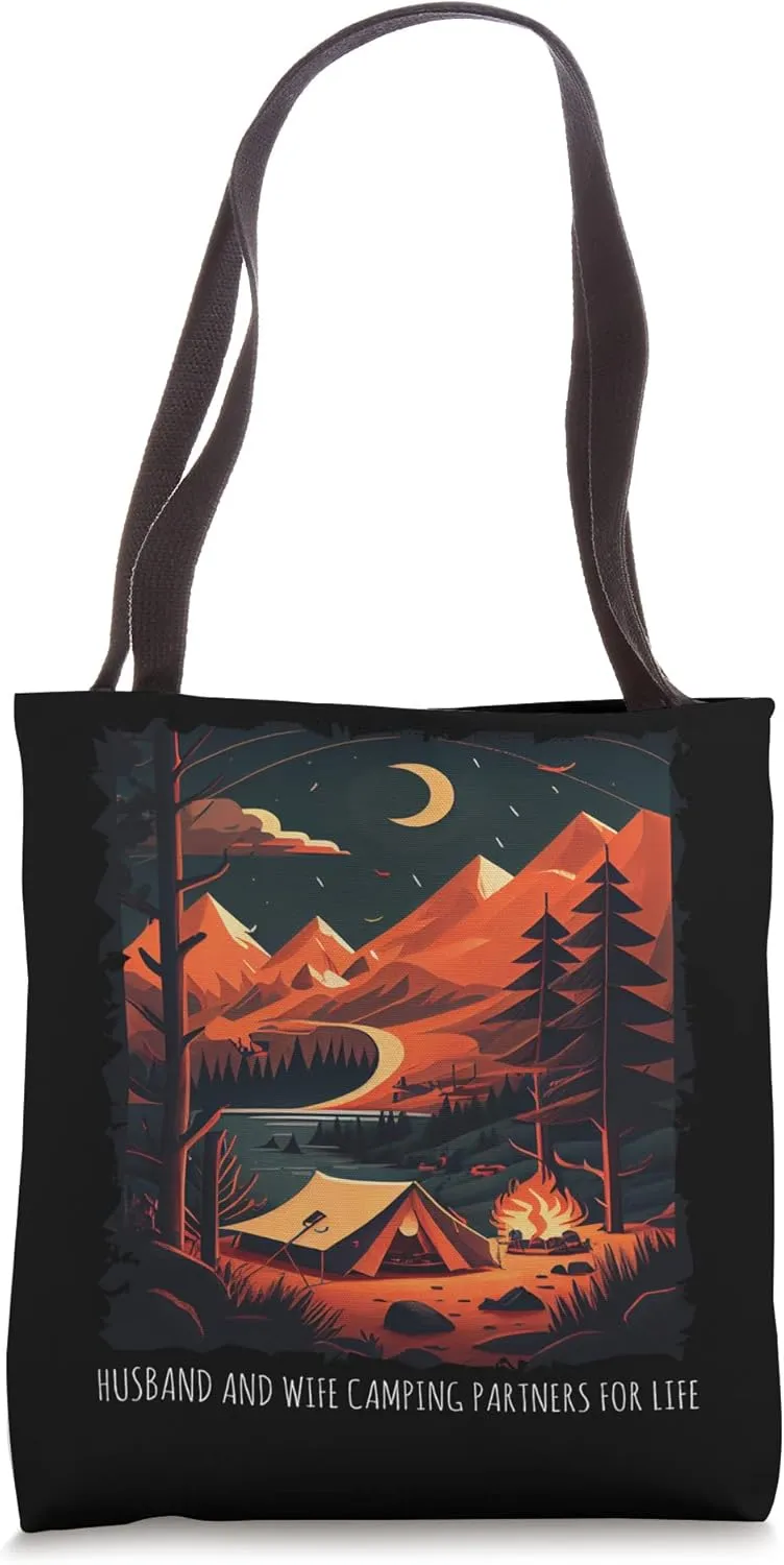 Husband And Wife Camping Partners For Life retro Tote Bag