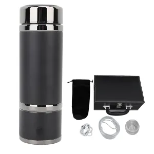 Hydrogen Water Bottle 420ml, PEM SPE Technology Portable Hydrogen Rich Water Generator Insulated Cup, Hydrogen Water Ionizer Machine for Family and Fitness Black