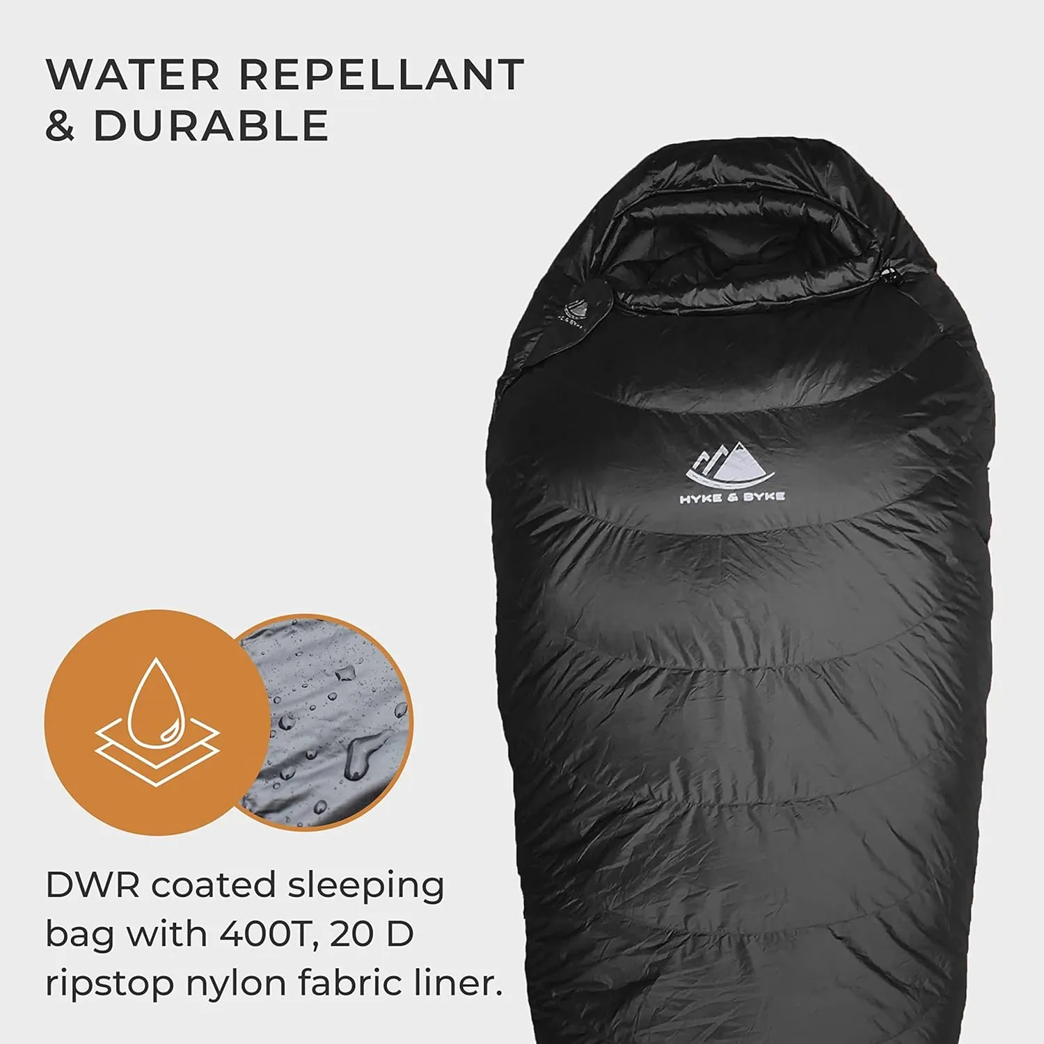 Hyke & Byke Quandary 15°F Cold Weather Mummy Hiking & Backpacking Sleeping Bag - Duck Down 650 FP 3 Season Sleeping Bags for Adults - Ultralight with Compression Stuff Sack