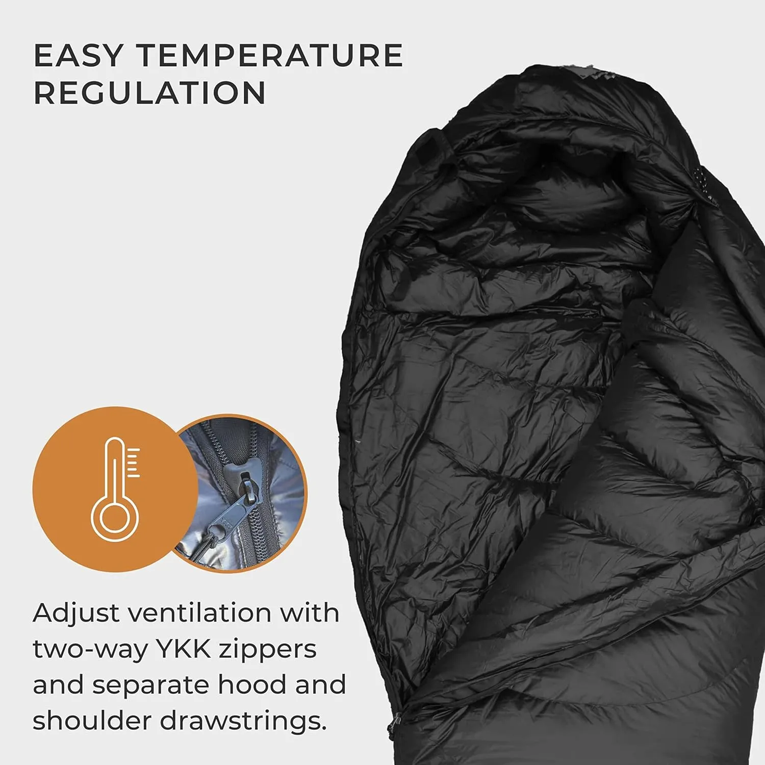 Hyke & Byke Quandary 15°F Cold Weather Mummy Hiking & Backpacking Sleeping Bag - Duck Down 650 FP 3 Season Sleeping Bags for Adults - Ultralight with Compression Stuff Sack