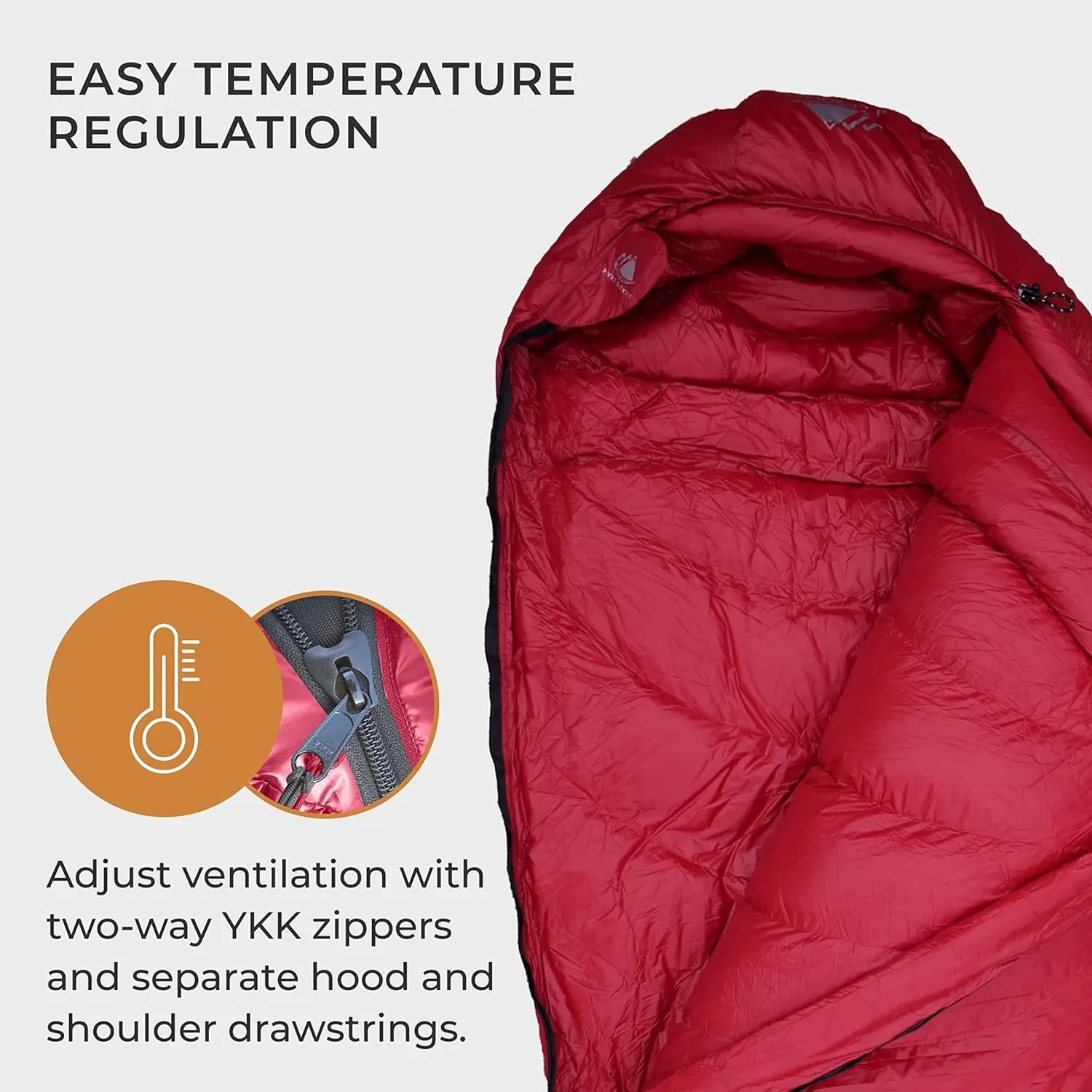 Hyke & Byke Snowmass 0°F Cold Weather Mummy Hiking & Backpacking Sleeping Bag - Duck Down 650 FP 4 Season Sleeping Bags for Adults - Ultralight with Compression Stuff Sack