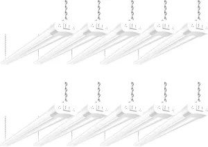 hykolity 10 Pack 4FT Linkable LED Utility Light Fixture, 4400lm, 42W, 5000K Daylight for Workshop, Garage, Hanging or Surface Mount, with Power Cord, ETL