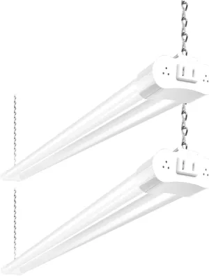 hykolity 2 Pack 4FT Linkable LED Shop Light for Garage, 4400lm, 4FT 42W, 5000K Daylight LED Workbench Light Fixture with Plug, Hanging or Surface Mount, White - ETL