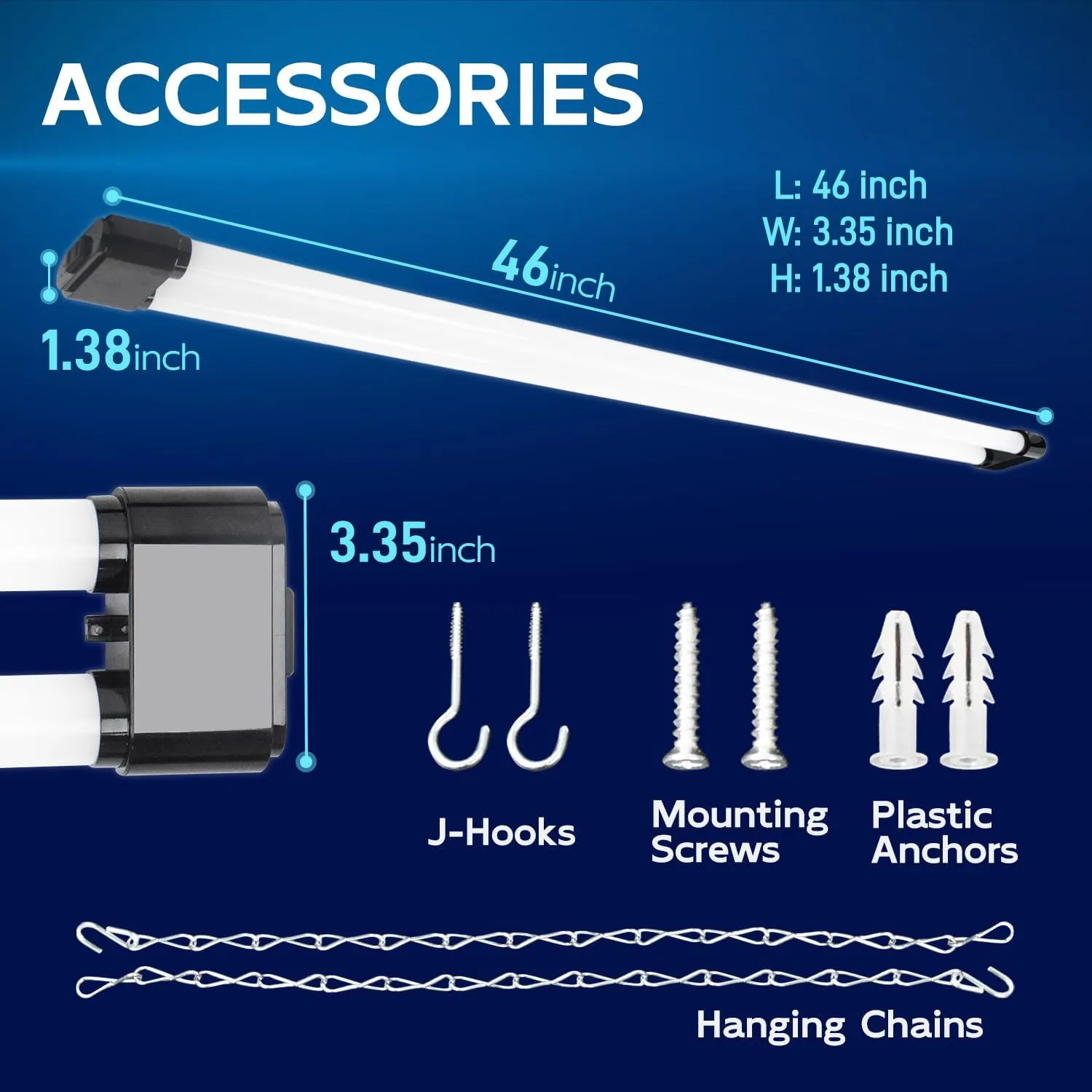 hykolity 4 Pack Linkable LED Shop Light, 4FT 44W [300W Equivalent], 4600lm, 5000K Daylight, Plug-in Utility Light Fixture, Hanging or Surface Mount, Black - Energy Efficient Lighting Solution