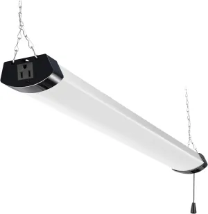 hykolity 4FT 120W LED Shop Light Linkable, 13000lm(400w Equivalent), 5000K Utility Shop Lights for Garages, Workshops, Basements, Hanging or FlushMount, with Power Cord and Pull Chain, ETL, Black