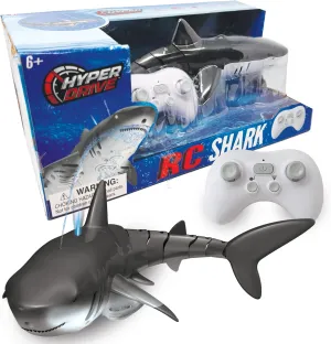 Hyper Drive: RC Shark - Gray - Light Up Remote Control Swimming Shark, 2.4 GHz, Sprays Water, Realistic Tail Motion, 360 Rotate, Water Play, Kids 6 