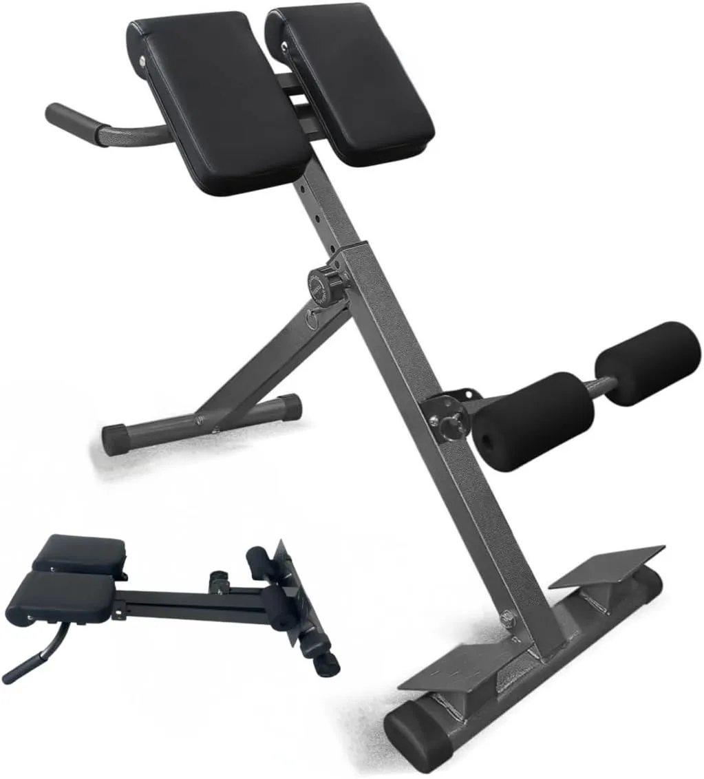 Hyperextension Roman Chair Back Extension Machine Adjustable Back Extension Bench for Core,Glute, Hamstring and Lower Back Foldable Roman Chair Exercise Equipment