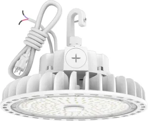 HYPERLITE High Bay Led Lights 100W 14,000LM (140lm/w) 5000K CRI>80 1-10V Dimmable 5' Cable with 110V Plug Hanging Hook Safe Rope UL Listed High Bay Led Light for Warehouse Gym Workshop