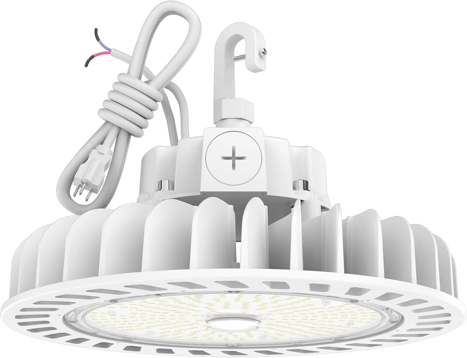 HYPERLITE High Bay Led Lights 150W 21,000LM (140lm/w) 4000K CRI>80 1-10V Dimmable 5' Cable with 110V Plug Hanging Hook Safe Rope UL Listed Led High Bay Lighting for Factory Warehouse Gym