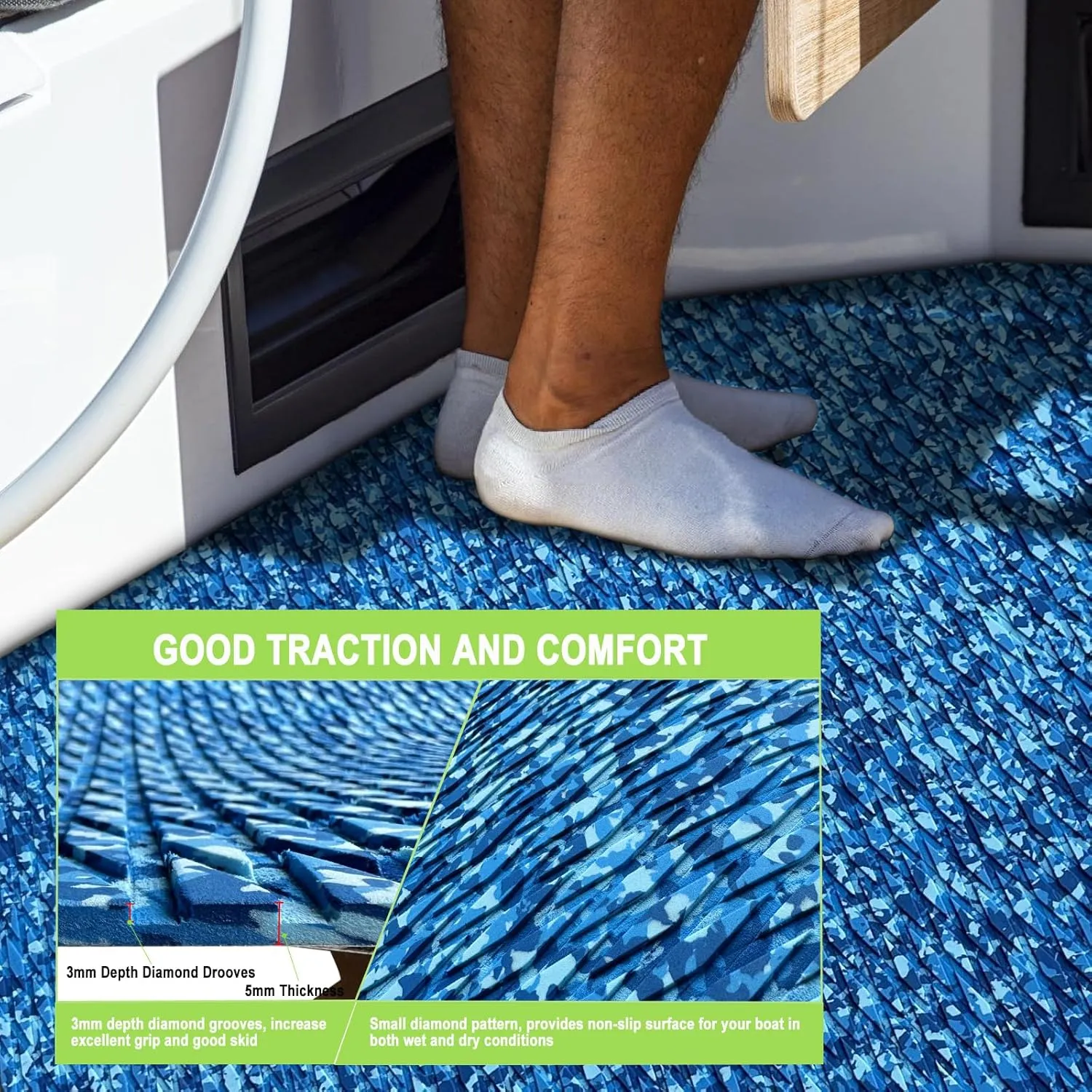 HZshark Boat Flooring EVA Foam Decking Sheet 94.5"x45"/35"/23" Camo Marine Flooring for Boats Self-Adhesive Non-Slip EVA Boat Flooring Marine Carpet for Boat Yacht Kayak Motorboat RV Floor Surfboard