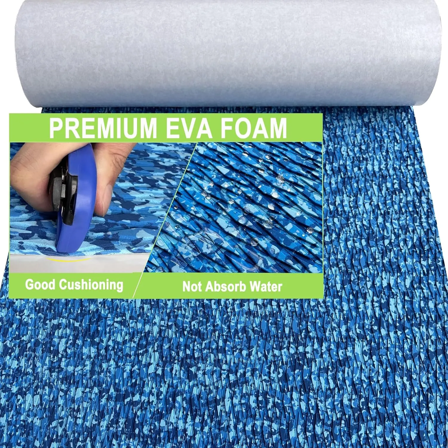 HZshark Boat Flooring EVA Foam Decking Sheet 94.5"x45"/35"/23" Camo Marine Flooring for Boats Self-Adhesive Non-Slip EVA Boat Flooring Marine Carpet for Boat Yacht Kayak Motorboat RV Floor Surfboard