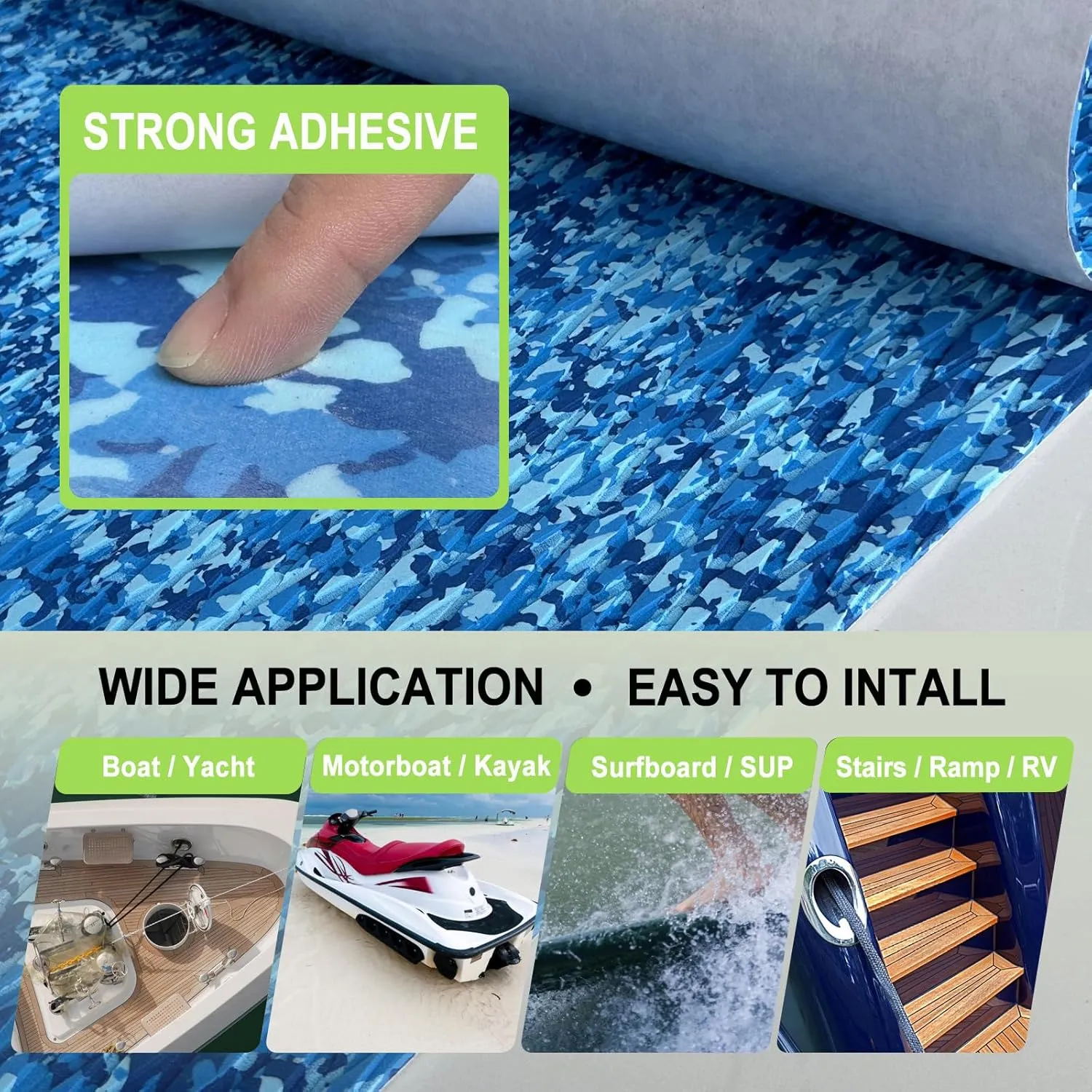 HZshark Boat Flooring EVA Foam Decking Sheet 94.5"x45"/35"/23" Camo Marine Flooring for Boats Self-Adhesive Non-Slip EVA Boat Flooring Marine Carpet for Boat Yacht Kayak Motorboat RV Floor Surfboard