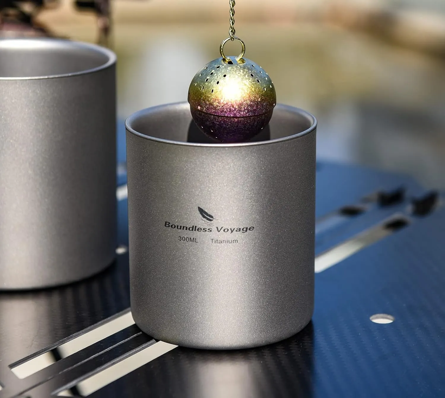 iBasingo 300ml Titanium Double-Walled Cup Ultralight Camping Tea Coffee Mug Metal Cold Hot Insulated Drinking Mug Portable Tableware for Outdoor Travel Hiking Backpacking Picnic Daily Used Ti3029D