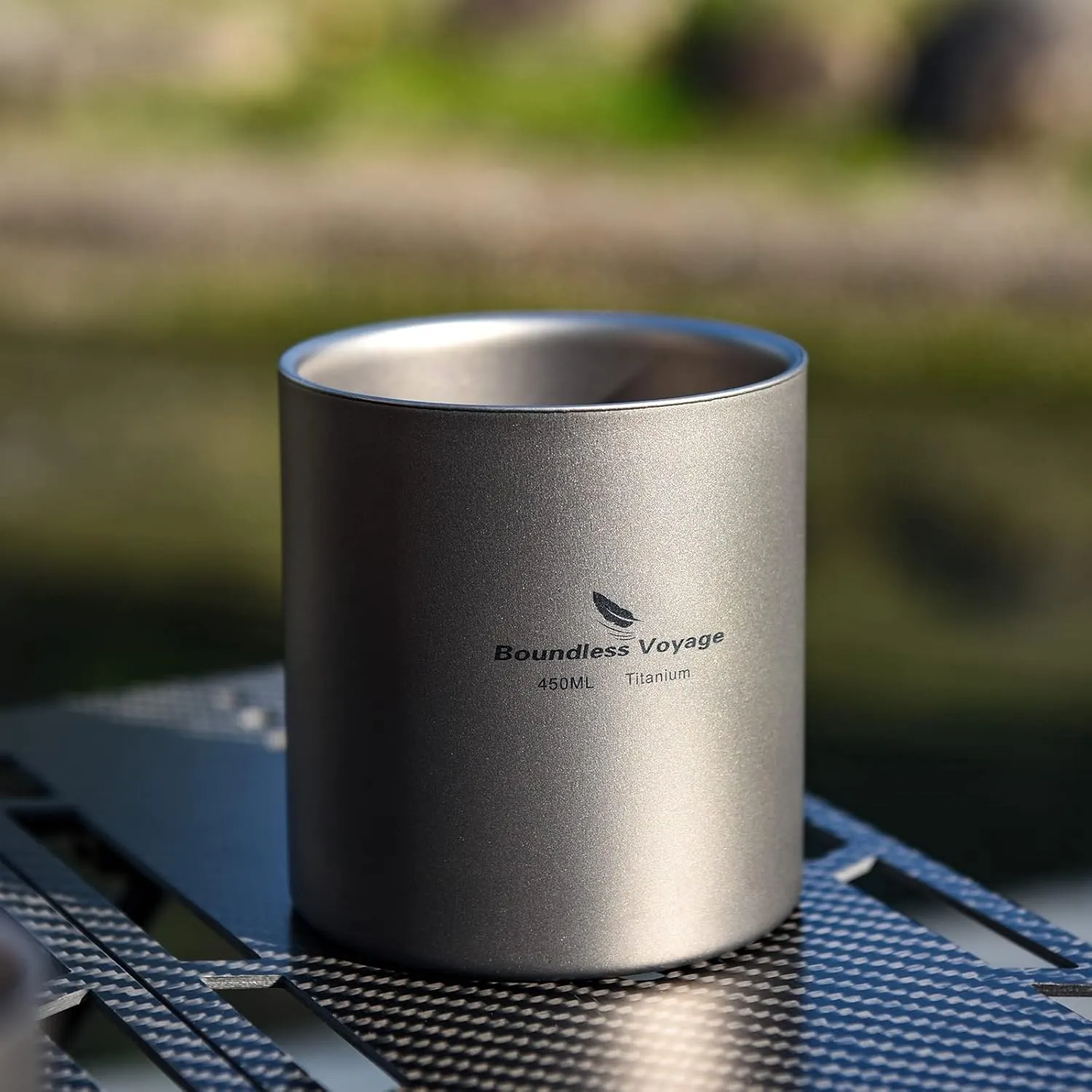 iBasingo 300ml Titanium Double-Walled Cup Ultralight Camping Tea Coffee Mug Metal Cold Hot Insulated Drinking Mug Portable Tableware for Outdoor Travel Hiking Backpacking Picnic Daily Used Ti3029D
