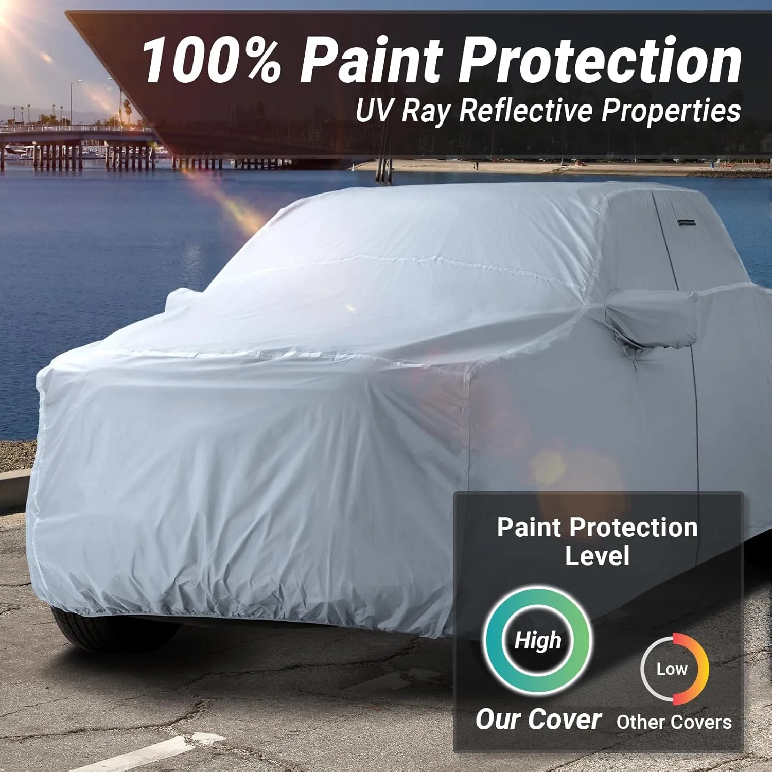iCarCover 30-Layer Premium Truck Car Cover Waterproof All Weather | Rain Snow UV Sun Protection Full Car Covers | F-150 250, C/K 3500, Silverado, Ram, Tundra, Sierra, Titan, Size T70 (See Size Chart)