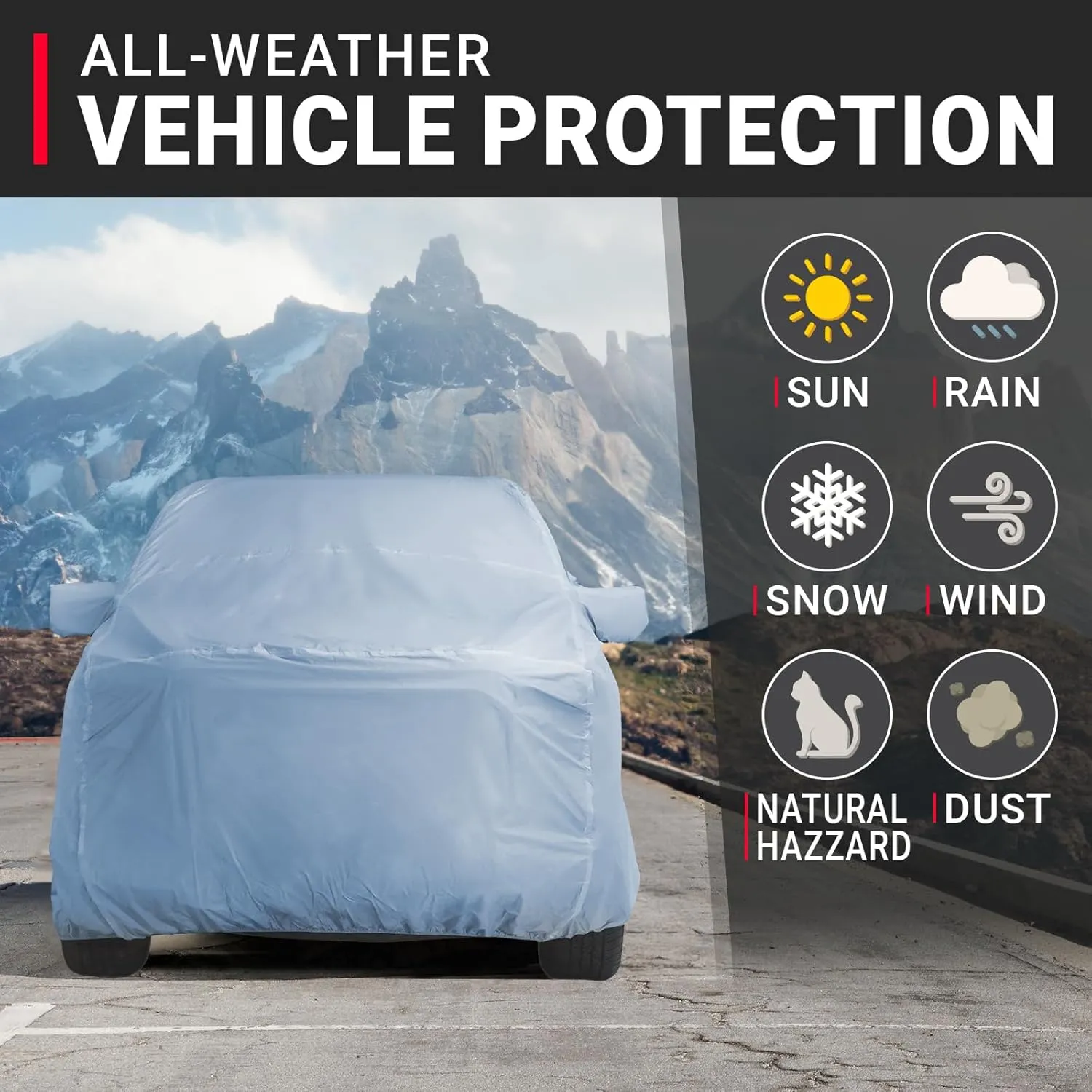 iCarCover 30-Layer Premium Truck Car Cover Waterproof All Weather | Rain Snow UV Sun Protection Full Car Covers | F-150 250, C/K 3500, Silverado, Ram, Tundra, Sierra, Titan, Size T70 (See Size Chart)