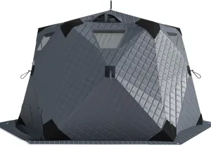 Ice Fishing Tent Rain Cover for Hexagonal,Pop-Up Insulated Ice Fishing Shelter with Stove Jack,2 Doors 4 Windows Thickened Cotton Winter Ice House Thermal Cover