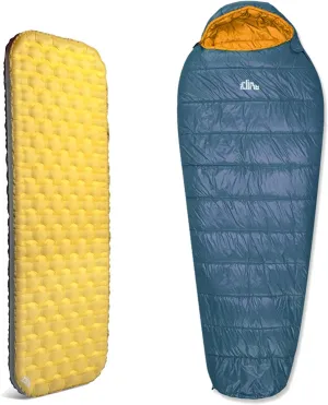 iClimb 1 3M Thinsulate Insulation Sleeping Bag and 1 Stable Comfortable Air Sleeping Pad Bundle, Ultralight Compact for Adults Outdoor Camping Backpacking Hiking