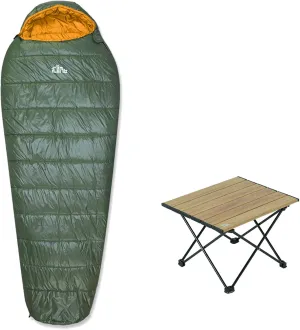iClimb 1 Folding Table and 1 3M Thinsulate Insulation Sleeping Bag Bundle, Ultralight Compact for Single Person Backpacking Camping Hiking Motorcycling Outdoor Indoor