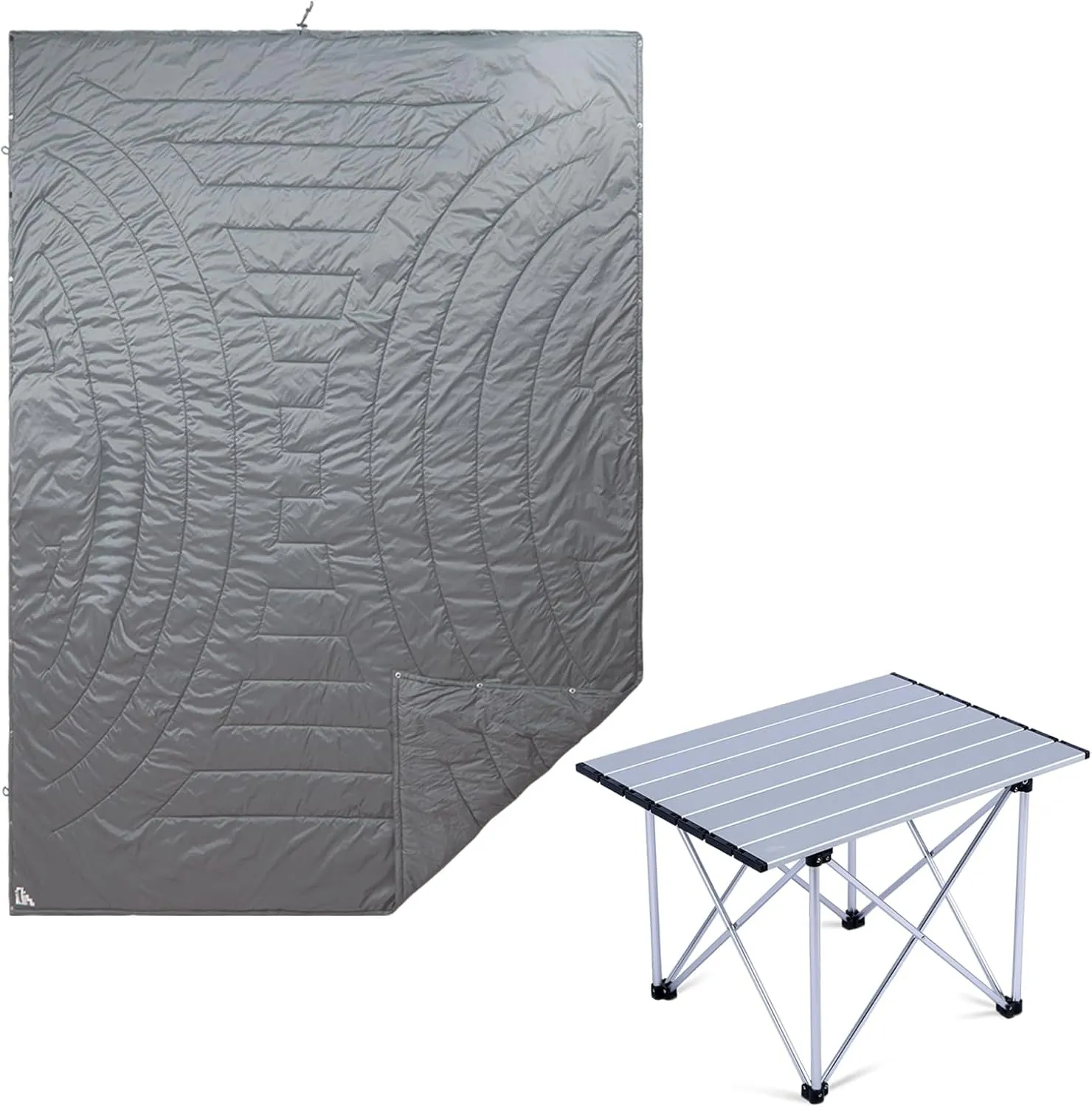 iClimb 1 Folding Table and 1 3M Thinsulate Insulation Warm Camping Blanket Bundle, Ultralight Compact for Adults Outdoor Backpacking Beach Camping Concert Hiking Motorcycling