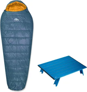 iClimb 1 Mini Folding Table and 1 3M Thinsulate Insulation Sleeping Bag Bundle, Ultralight Compact for Singe Adult Outdoor Indoor Backpacking Camping Hiking Motorcycling