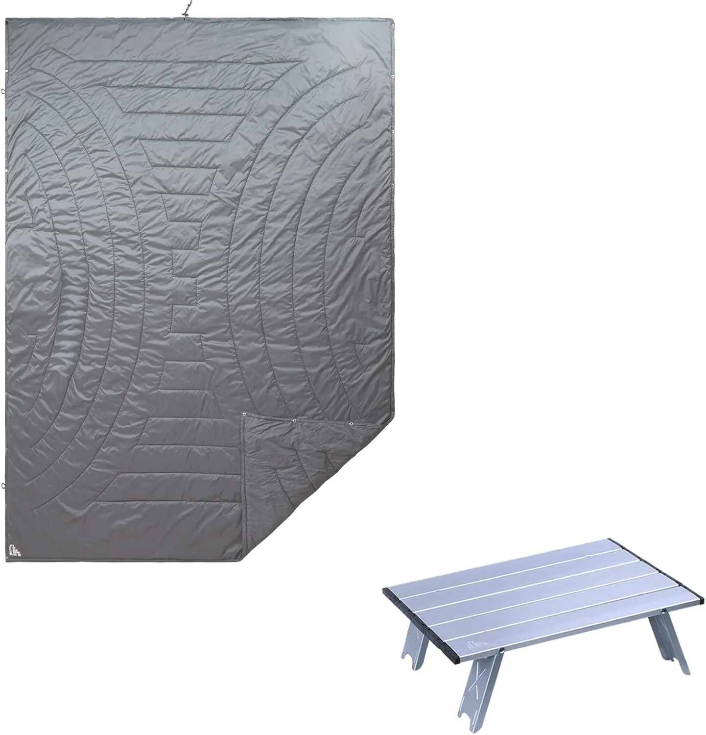 iClimb 1 Mini Folding Table and 1 3M Thinsulate Insulation Warm Camping Blanket Bundle, Ultralight Compact for Solo Adult Outdoor Backpacking Camping Hiking Beach Concert
