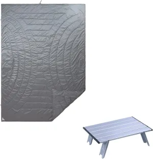 iClimb 1 Mini Folding Table and 1 3M Thinsulate Insulation Warm Camping Blanket Bundle, Ultralight Compact for Solo Adult Outdoor Backpacking Camping Hiking Beach Concert