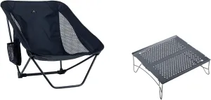 iClimb 1 Solo Mini Folding Table and 1 Low Folding Chair Bundle, Ultralight Compact for Solo Person Outdoor Backpacking Camping Hiking Beach Concert