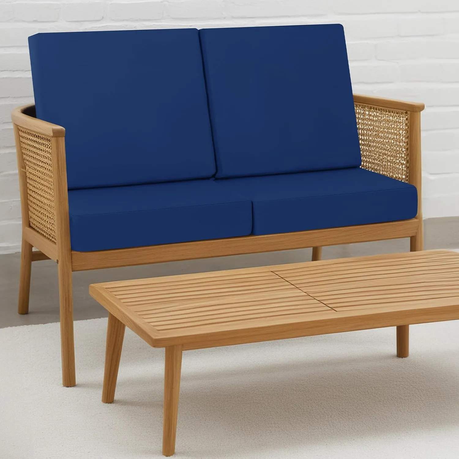 idee-home Outdoor Chair Cushions Set of 2, Waterproof Outdoor Seat Cushions for Patio Furniture, Outside Replacement Chair Pad with Ties for Lawn Deck Porch, 19 x 19 Navy Blue
