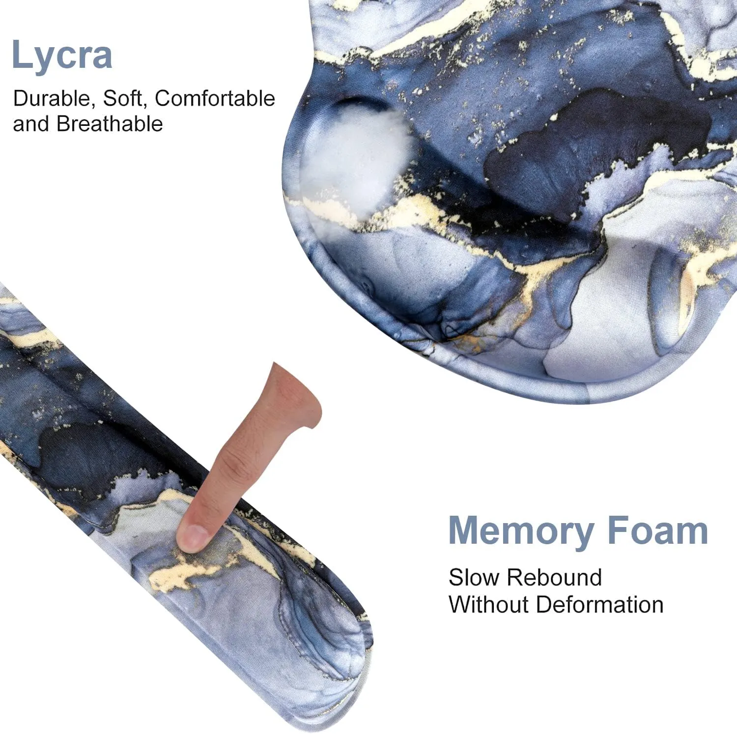 iLeadon Mouse Pad with Wrist Support Keyboard Wrist Rest Set, Ergonomic Mouse Pad with Non-Slip Base for Computer Home Office   Coasters, Easy Typing & Pain Relief Mouse Mat, Dark Blue Marble