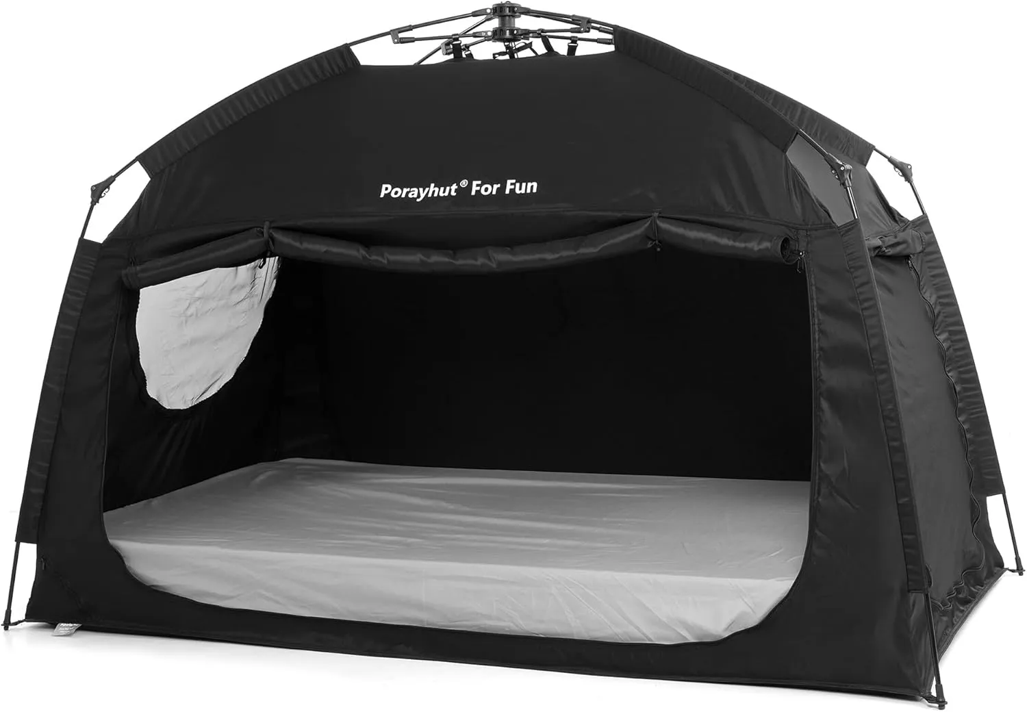 Indoor Instant Privacy Bed Tent for Sleeping,Quick Set-up Bed Canopies,Portable Bed Drapes with Large Space and 3 Doors (Black, Full)