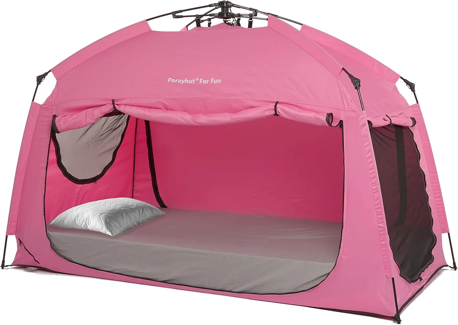 Indoor Instant Privacy Bed Tent for Sleeping,Quick Set-up Bed Canopies,Portable Bed Drapes with Large Space and 3 Doors (Pink, Full)