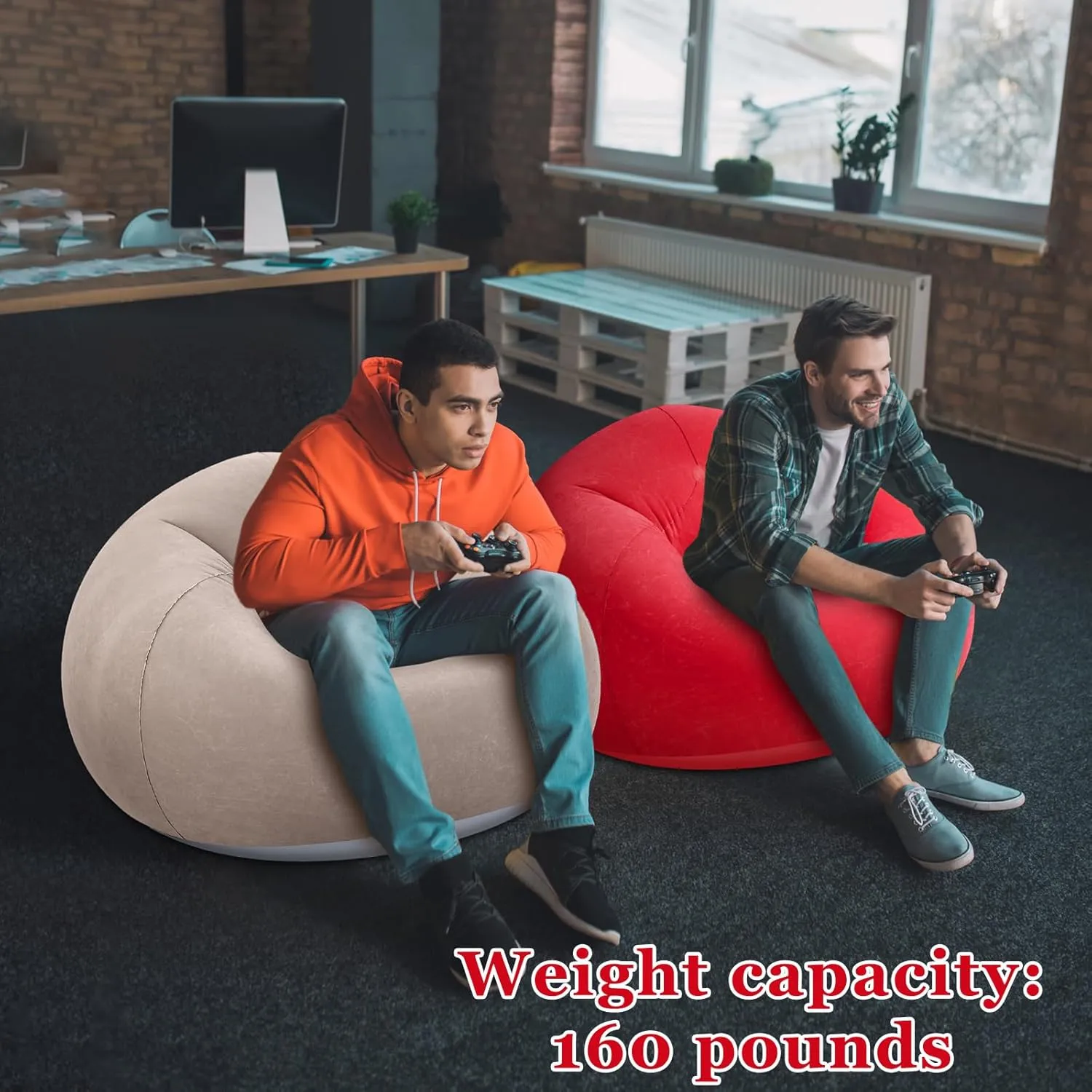 Inflatable Bean Bag Chairs Blow up Chairs Camping Chairs Inflatable Lazy Sofa Folding Portable Inflatable Chair for Living Room Bedroom Reading Room(Coffee,Blue,Red,6 Pcs)